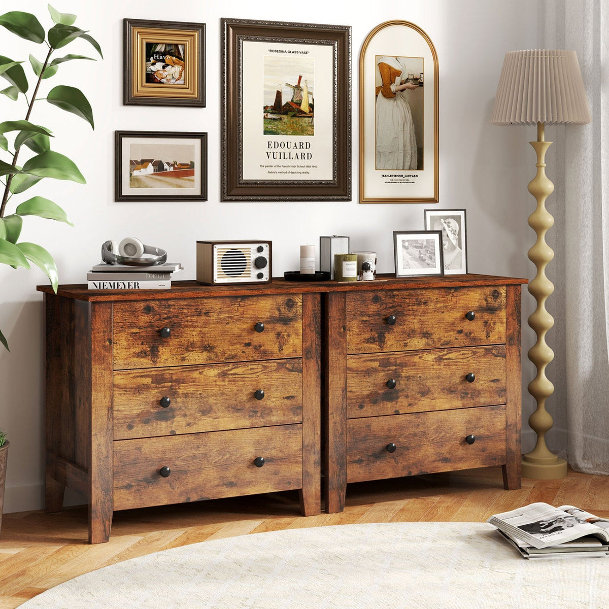 3-Drawer Dresser with Tapered Legs (2-Pack) 1