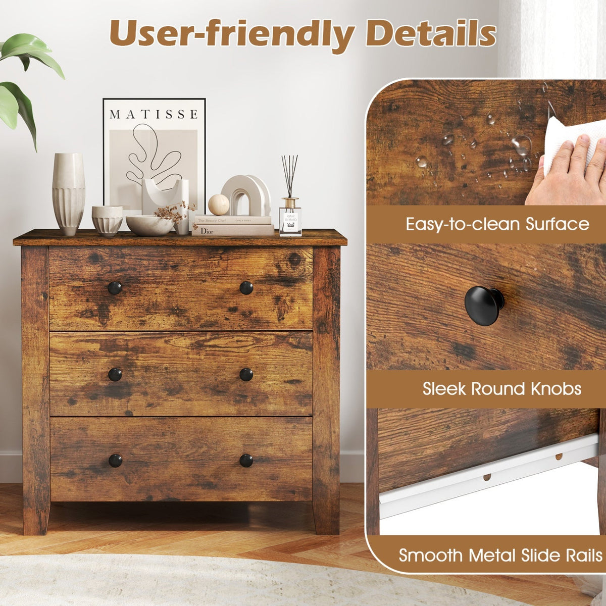 3-Drawer Dresser with Tapered Legs (2-Pack) 6
