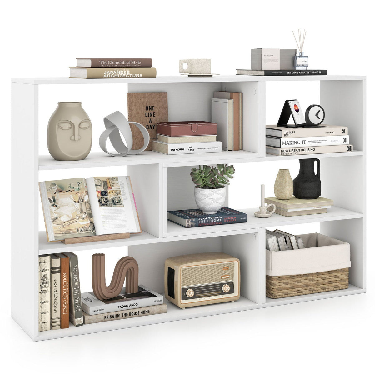 Geometric Bookshelf Set with 3 Open Shelves and Anti-Tip 3