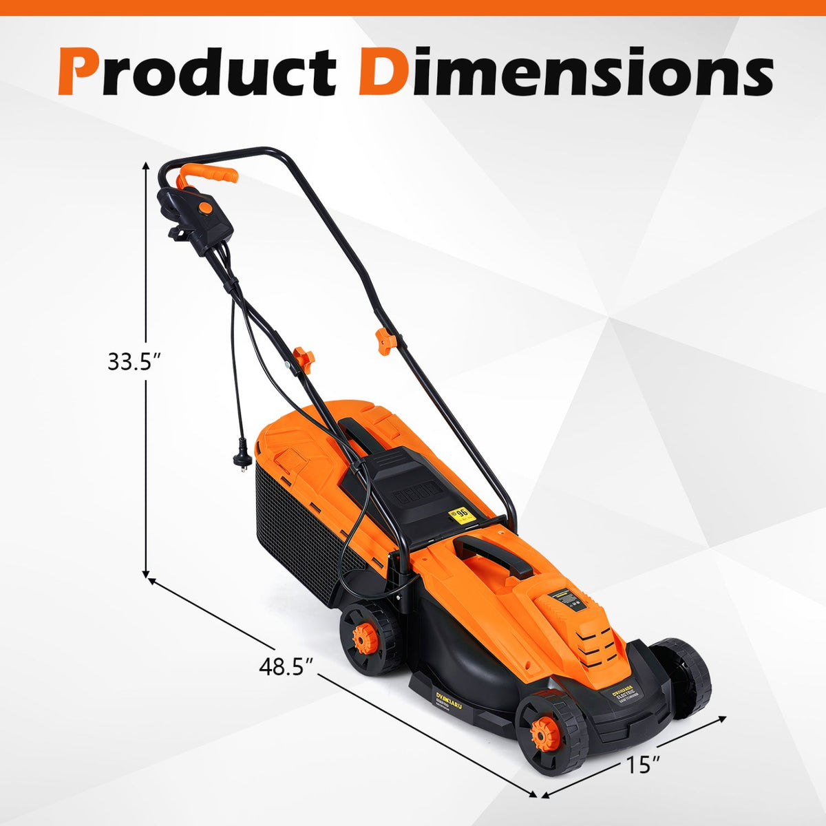 13-Inch Corded Electric Lawn Mower with 3-Position Height Adjustment 3