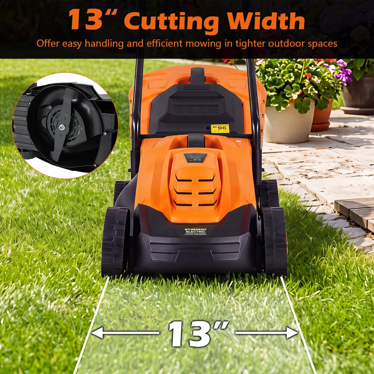 13-Inch Corded Electric Lawn Mower with 3-Position Height Adjustment 4