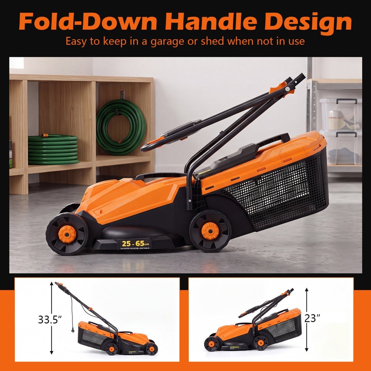 13-Inch Corded Electric Lawn Mower with 3-Position Height Adjustment 8