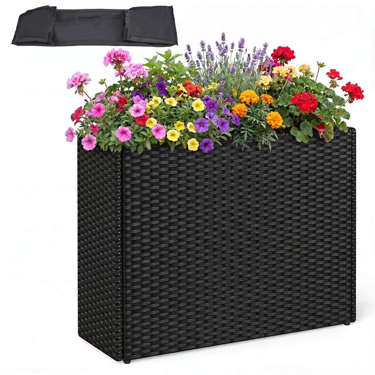 Raised Garden Bed with PE Rattan Wicker and Liner 32" 2