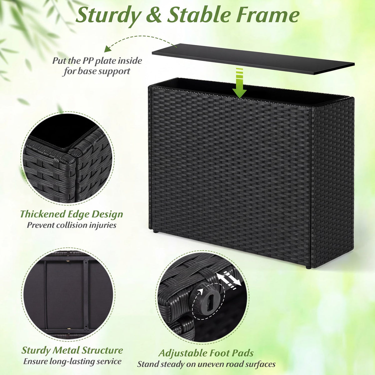 Raised Garden Bed Set of 2 with PE Rattan Wicker & Liner 8