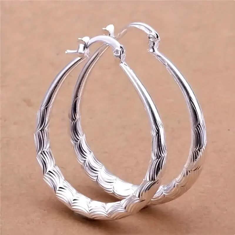 Vintage Pattern Large Hoop Earrings 3
