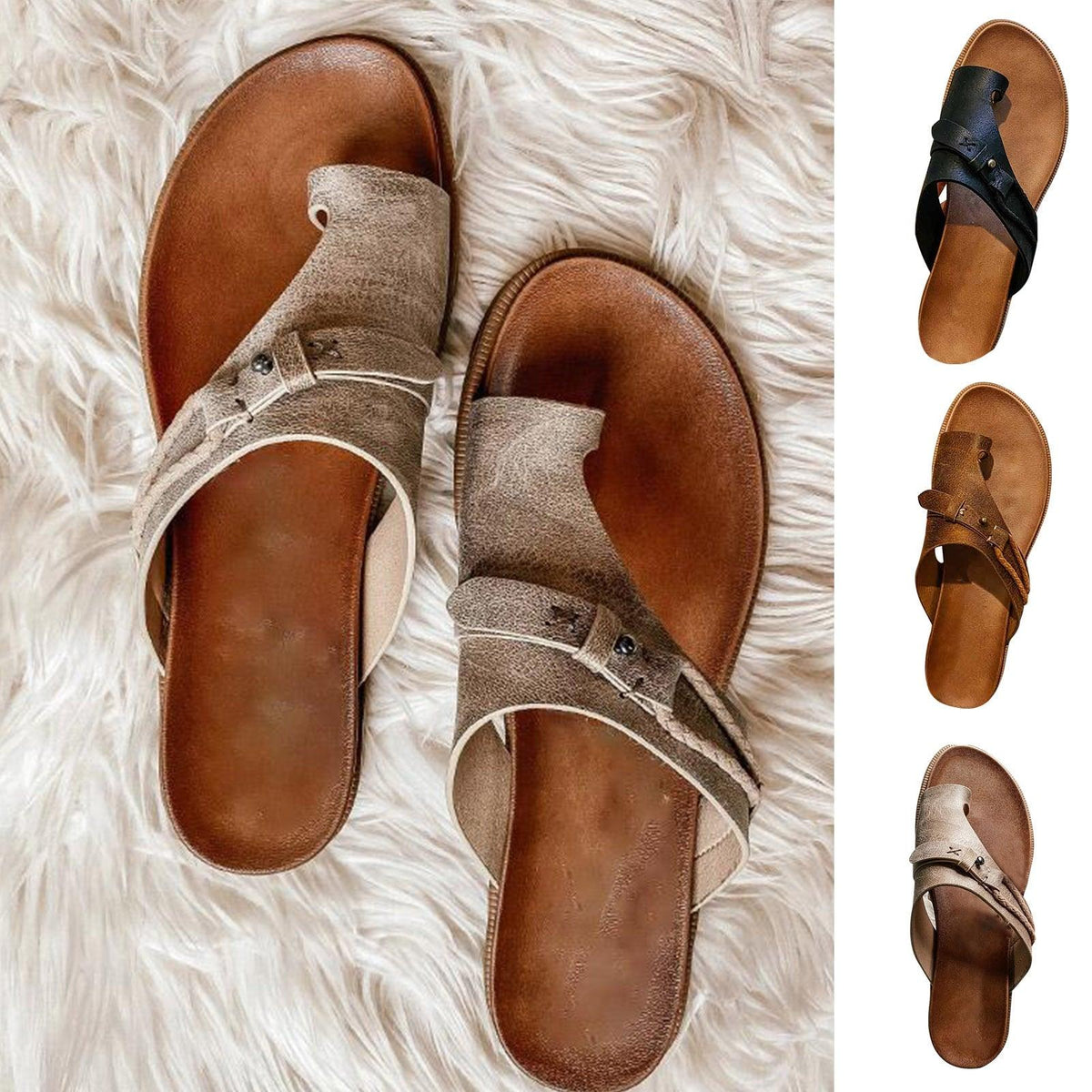 Vintage Summer Beach Outdoor Sandals For Women Casual Beach Sandals Open-Toe Platform Shoes Luxury Style Anti-slip Slippers Comfortable Arch Support Thong Sandals Lightweight Footwear