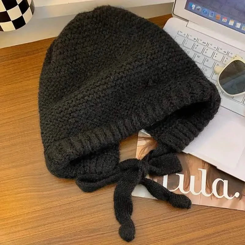 Winter Wool Knitted Hat Unisex Winter Striped Beanie with Ear Flaps 2