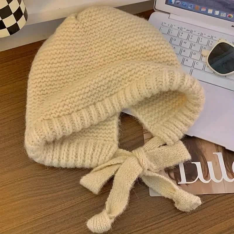 Winter Wool Knitted Hat Unisex Winter Striped Beanie with Ear Flaps 3