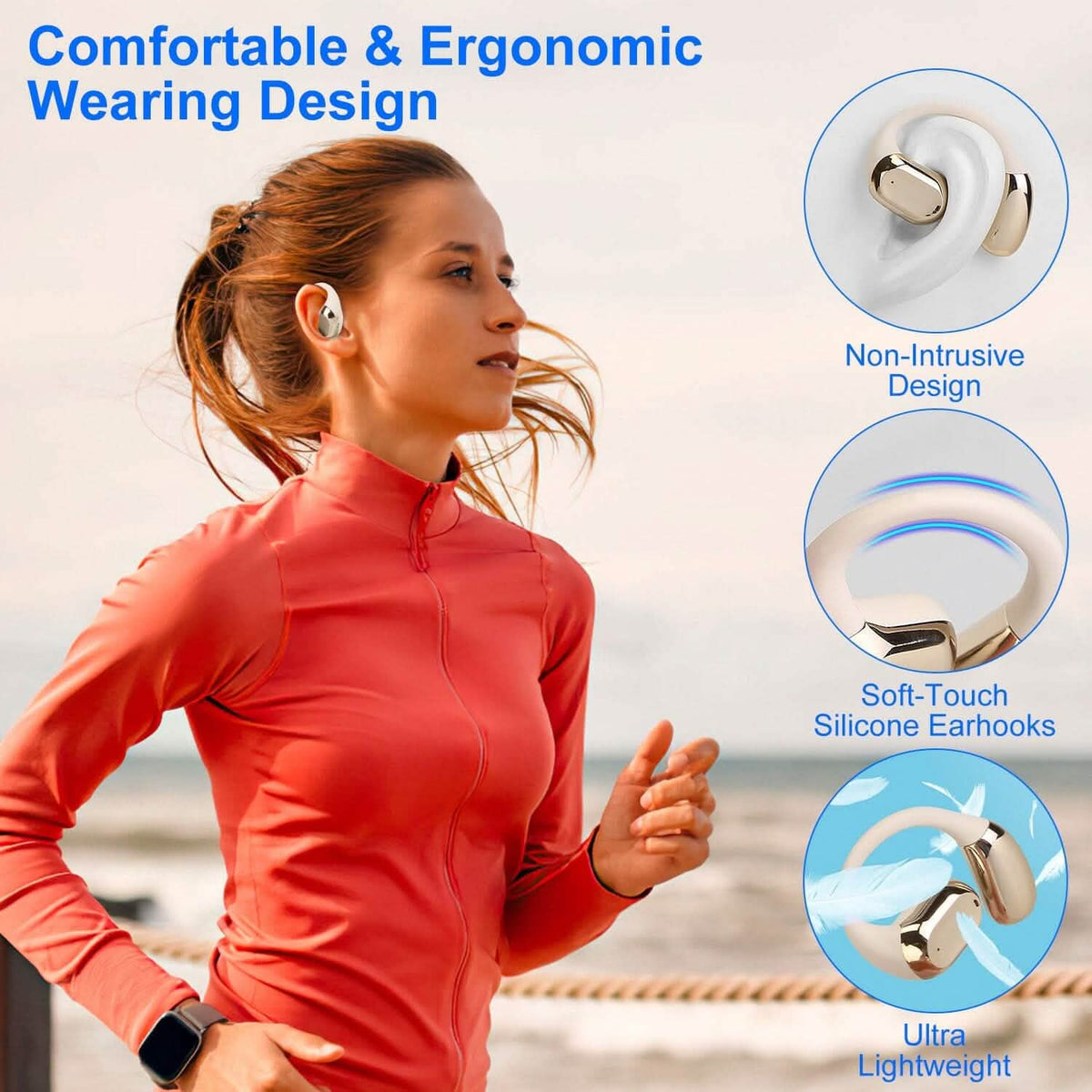 Wireless V5.4 Open Ear Earbuds with Earhook LED Display Charging Case 12