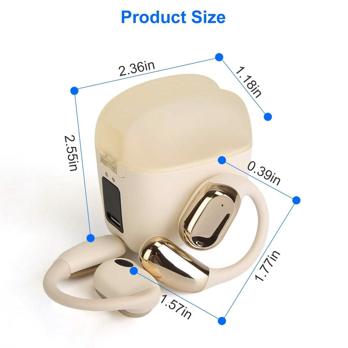 Wireless V5.4 Open Ear Earbuds with Earhook LED Display Charging Case 13