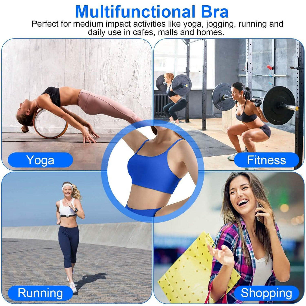 Women Cross Back Sport Bras Padded with Removable Pads Thin Straps 13