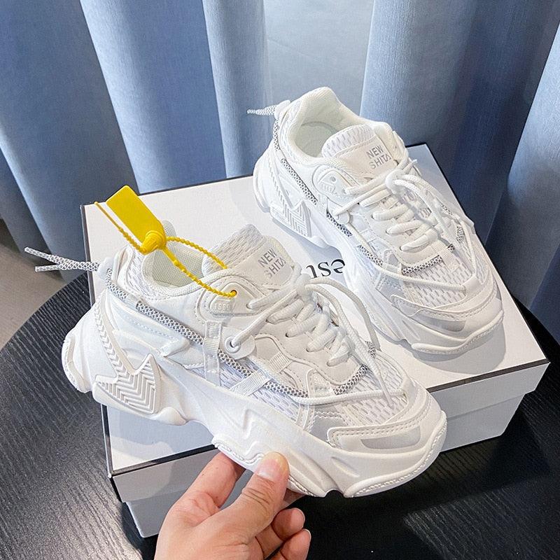 Women Fashion Sneakers Casual Leather Sports Shoes Sneakers Comfortable Walking Footwear Fashion New Lightweight Casual Thick Sneakers 26