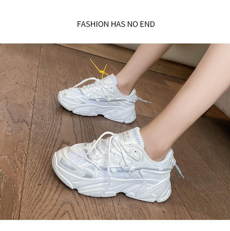 Women Fashion Sneakers Casual Leather Sports Shoes Sneakers Comfortable Walking Footwear Fashion New Lightweight Casual Thick Sneakers 16