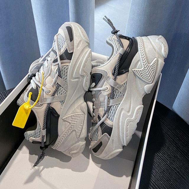 Women Fashion Sneakers Casual Leather Sports Shoes Sneakers Comfortable Walking Footwear Fashion New Lightweight Casual Thick Sneakers 12