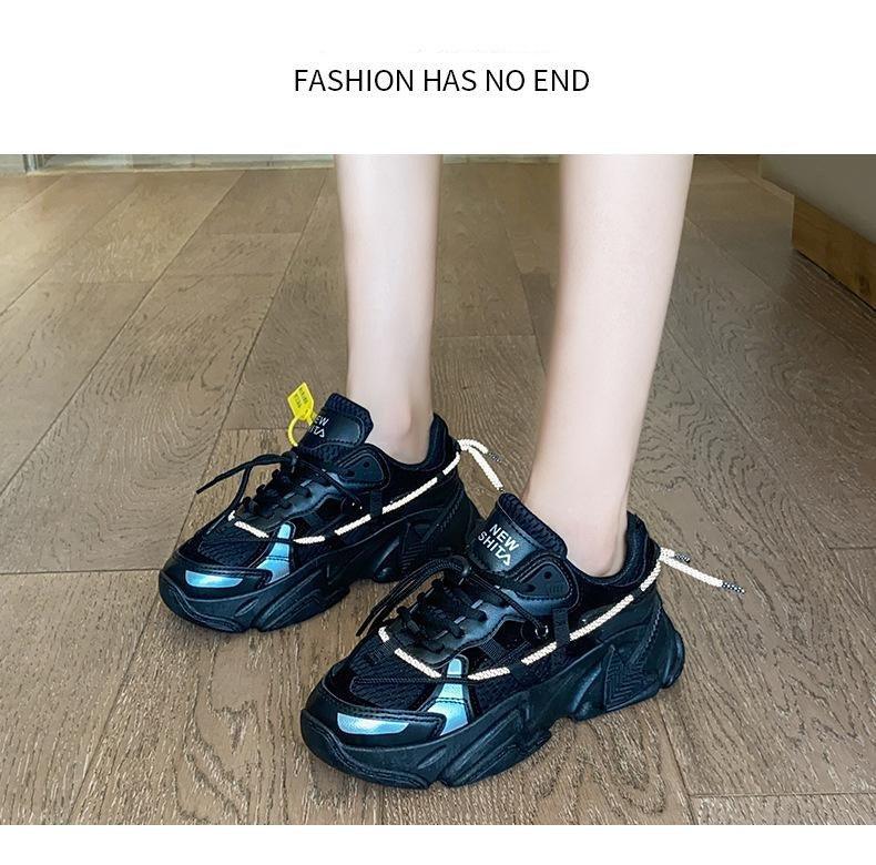 Women Fashion Sneakers Casual Leather Sports Shoes Sneakers Comfortable Walking Footwear Fashion New Lightweight Casual Thick Sneakers 3