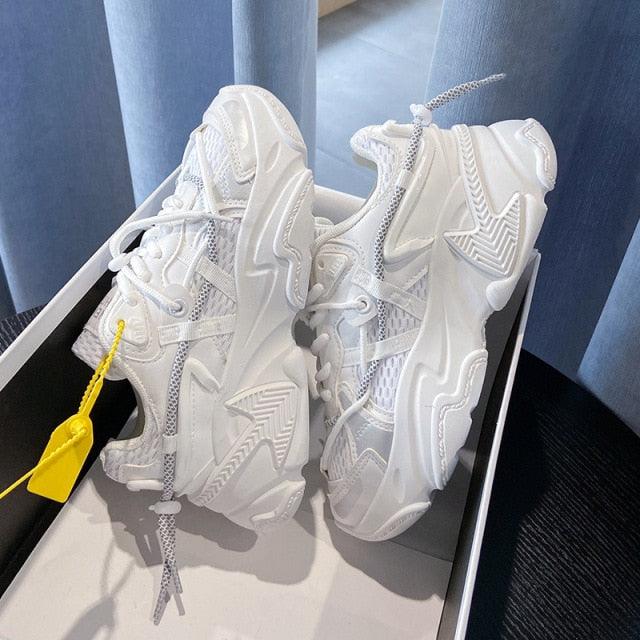 Women Fashion Sneakers Casual Leather Sports Shoes Sneakers Comfortable Walking Footwear Fashion New Lightweight Casual Thick Sneakers 24