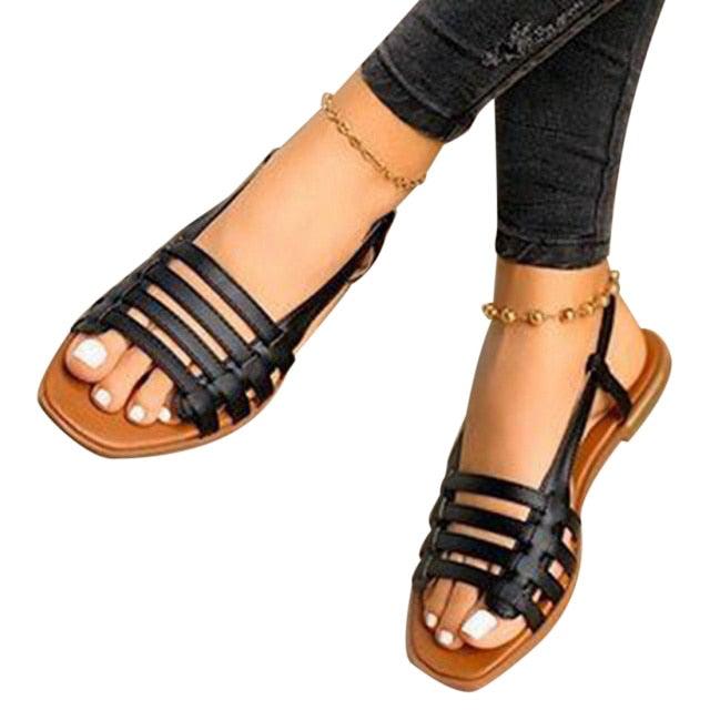 Women Sandals Summer Hollow Out Shoes Open Toe Beach Flats Ladies Footwear Strappy Flat Sandals Adjustable Casual Sandal With Open Toe Slingback Elegant Sandals 1