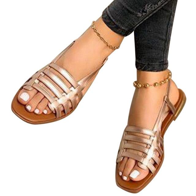 Women Sandals Summer Hollow Out Shoes Open Toe Beach Flats Ladies Footwear Strappy Flat Sandals Adjustable Casual Sandal With Open Toe Slingback Elegant Sandals 5