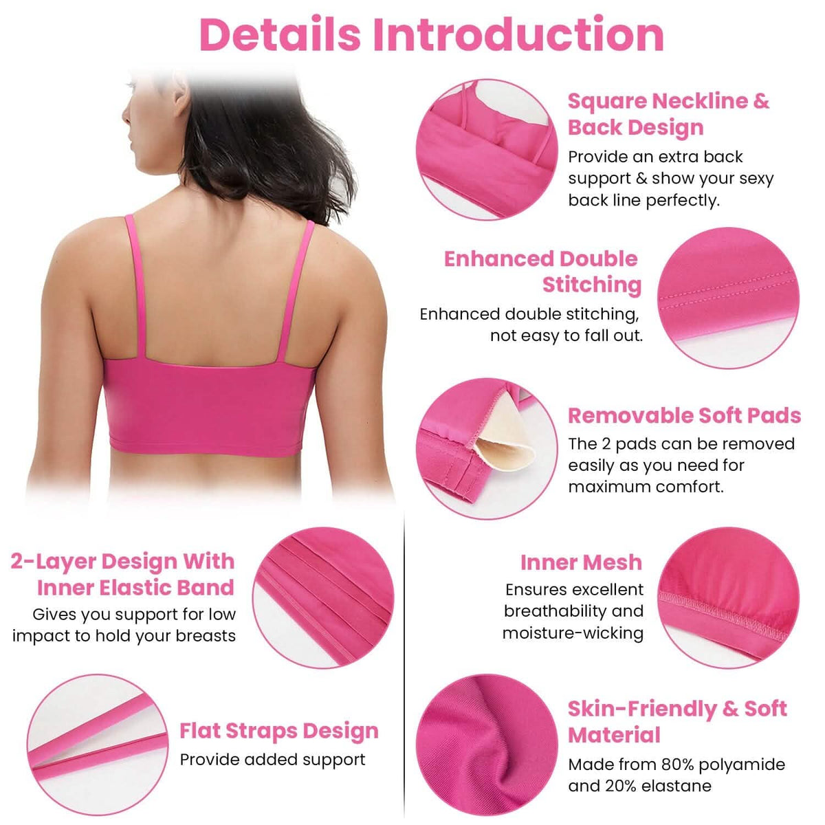 Women Strap Sport Bras Padded Strappy Tank Tops 8