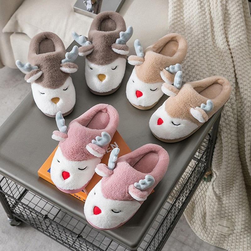 Women Winter Home Slippers Deer Elk Non-slip Soft Warm House Shoes Mens GIrs Indoor Bedroom Couples Floor Footwear Fuzzy House Slippers For Women Durable Furry Bedroom Slipper Lightweight And Non-Slip 9