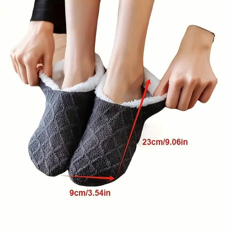 Women's Autumn Winter Plush Lined Indoor Low Cut Socks 5
