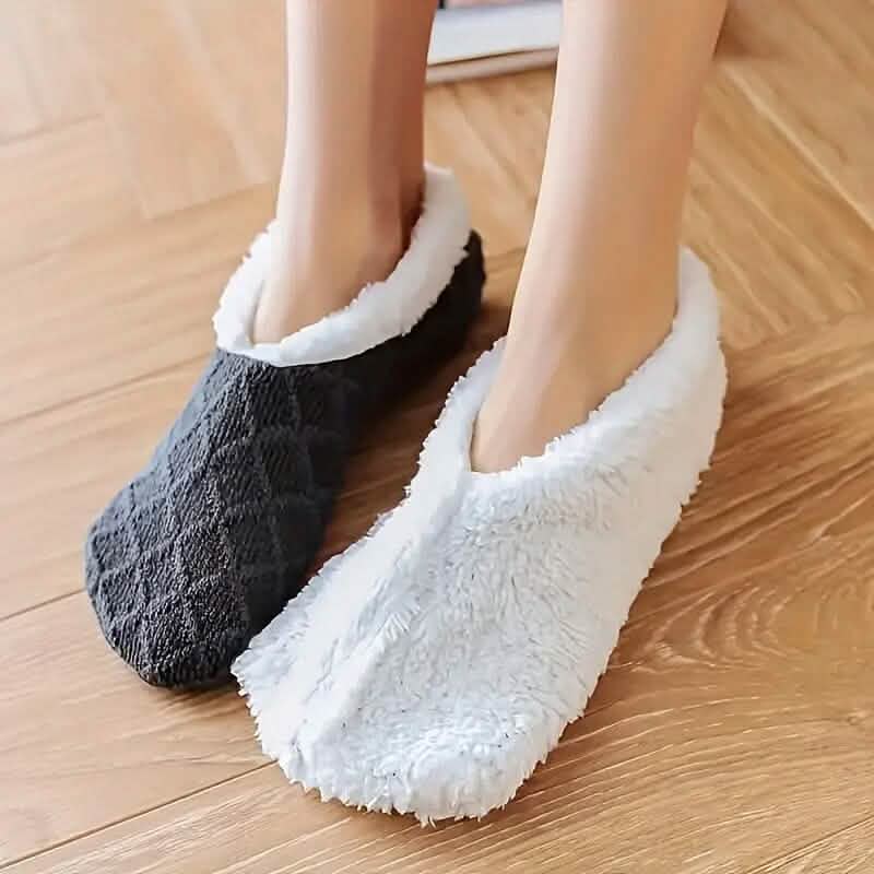Women's Autumn Winter Plush Lined Indoor Low Cut Socks 6