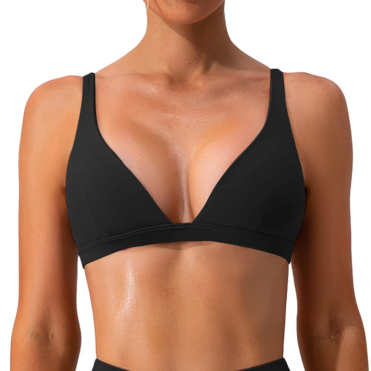 Women's Deep V-Neck U-Shaped Back Sports Bra 1