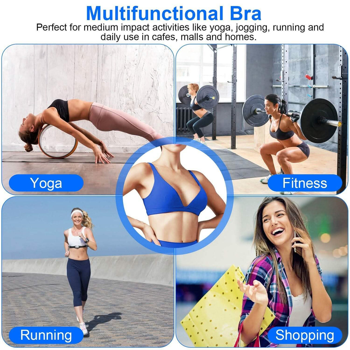 Women's Deep V-Neck U-Shaped Back Sports Bra 14
