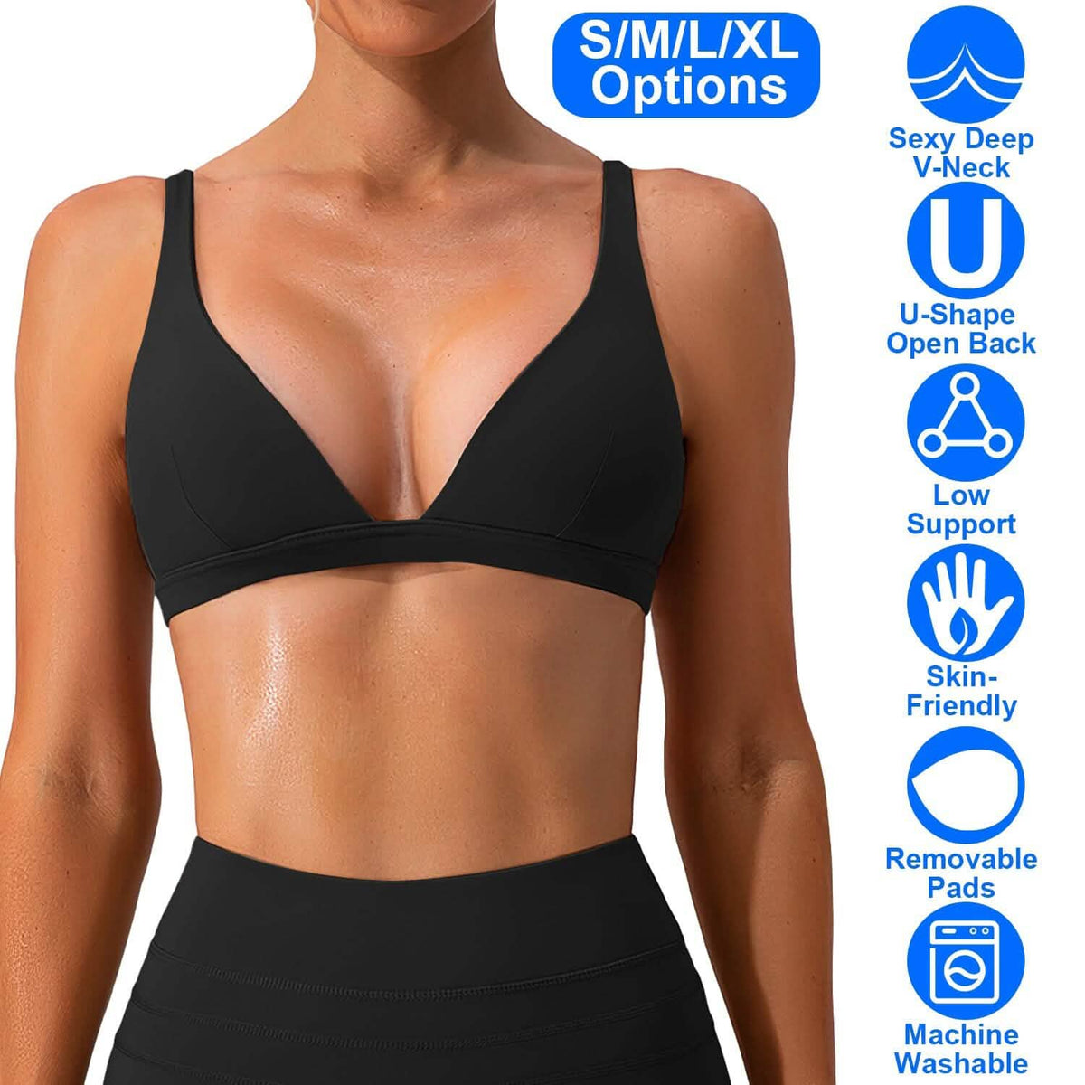 Women's Deep V-Neck U-Shaped Back Sports Bra 11