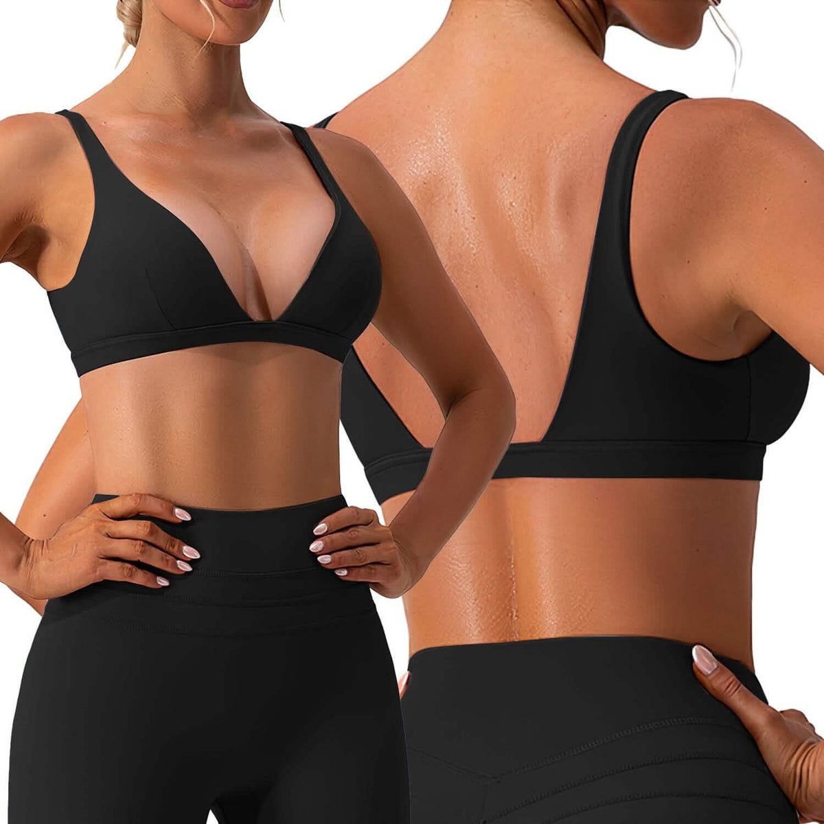 Women's Deep V-Neck U-Shaped Back Sports Bra 18