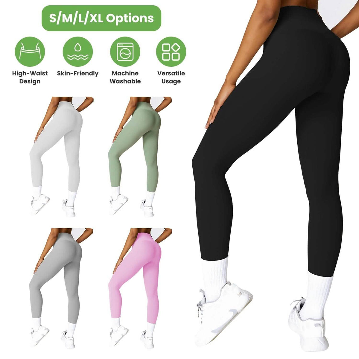 Women's High Waist Workout Leggings Tummy Control Compression with 25" Inseam No Front Seam 7