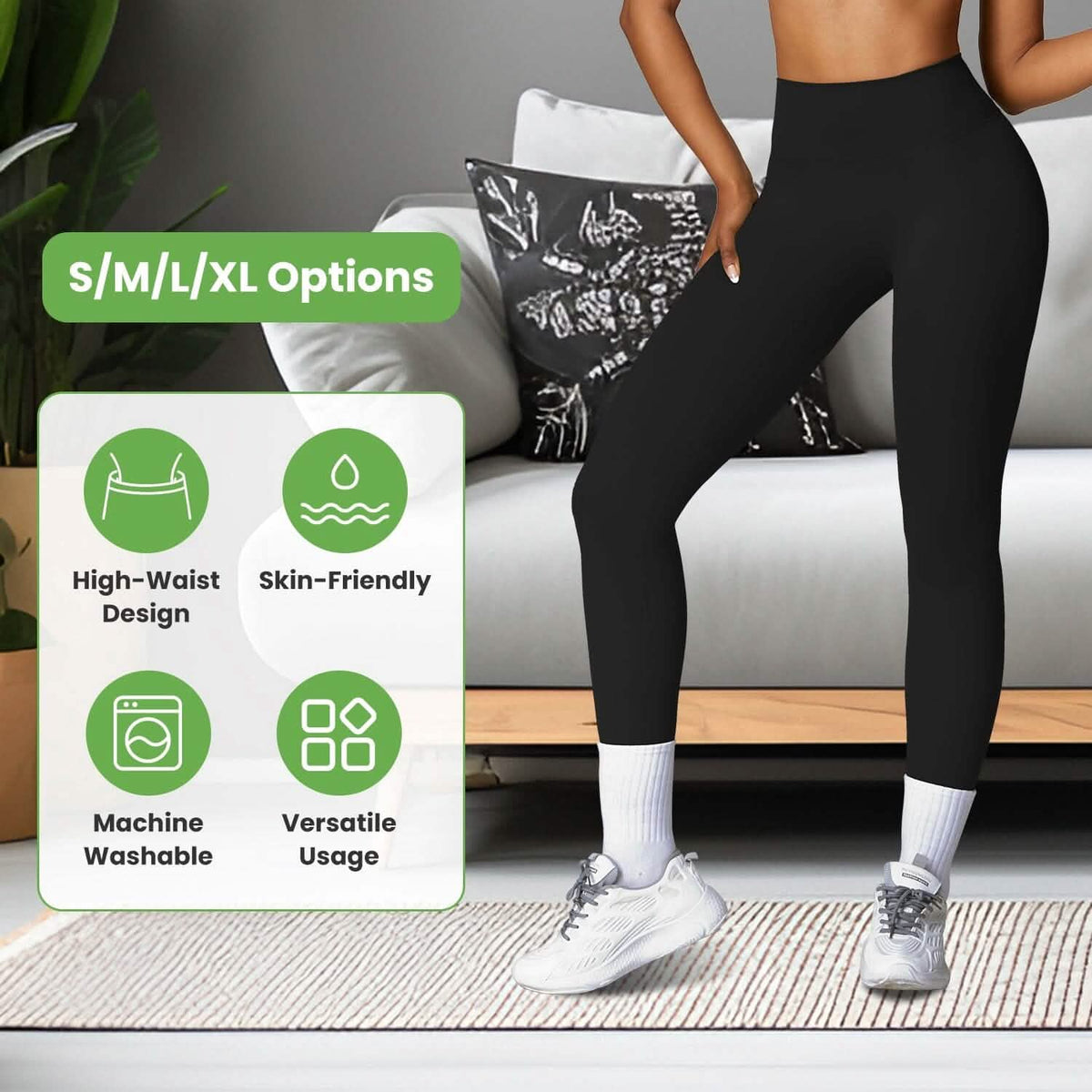 Women's High Waist Workout Leggings Tummy Control Compression with 25" Inseam No Front Seam 10