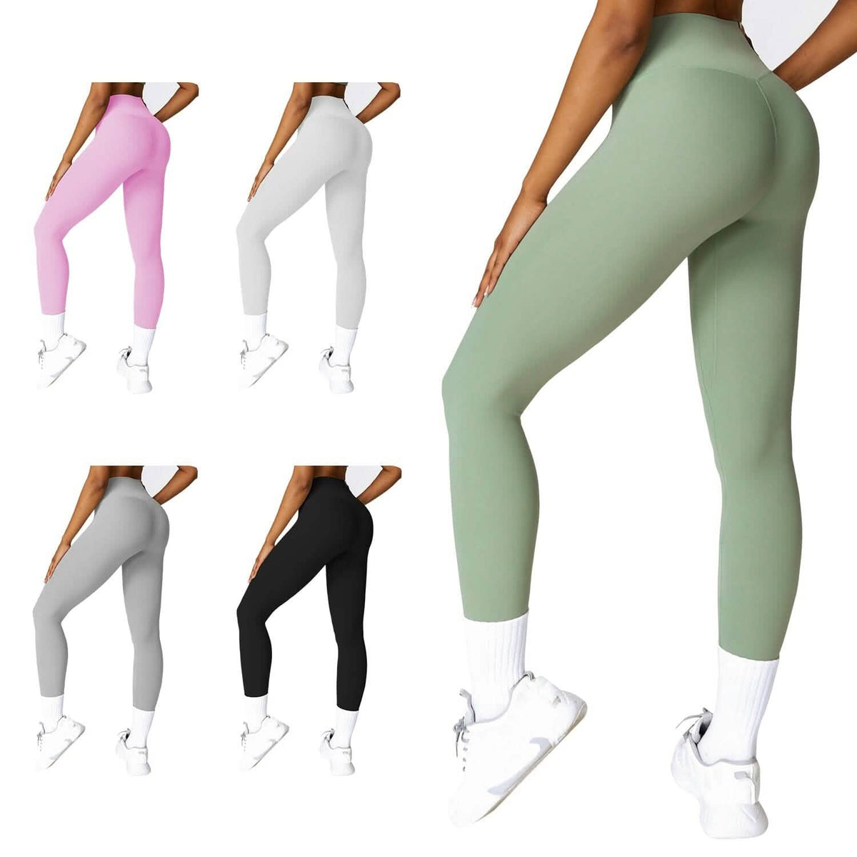 Women's High Waist Workout Leggings Tummy Control Compression with 25" Inseam No Front Seam 1