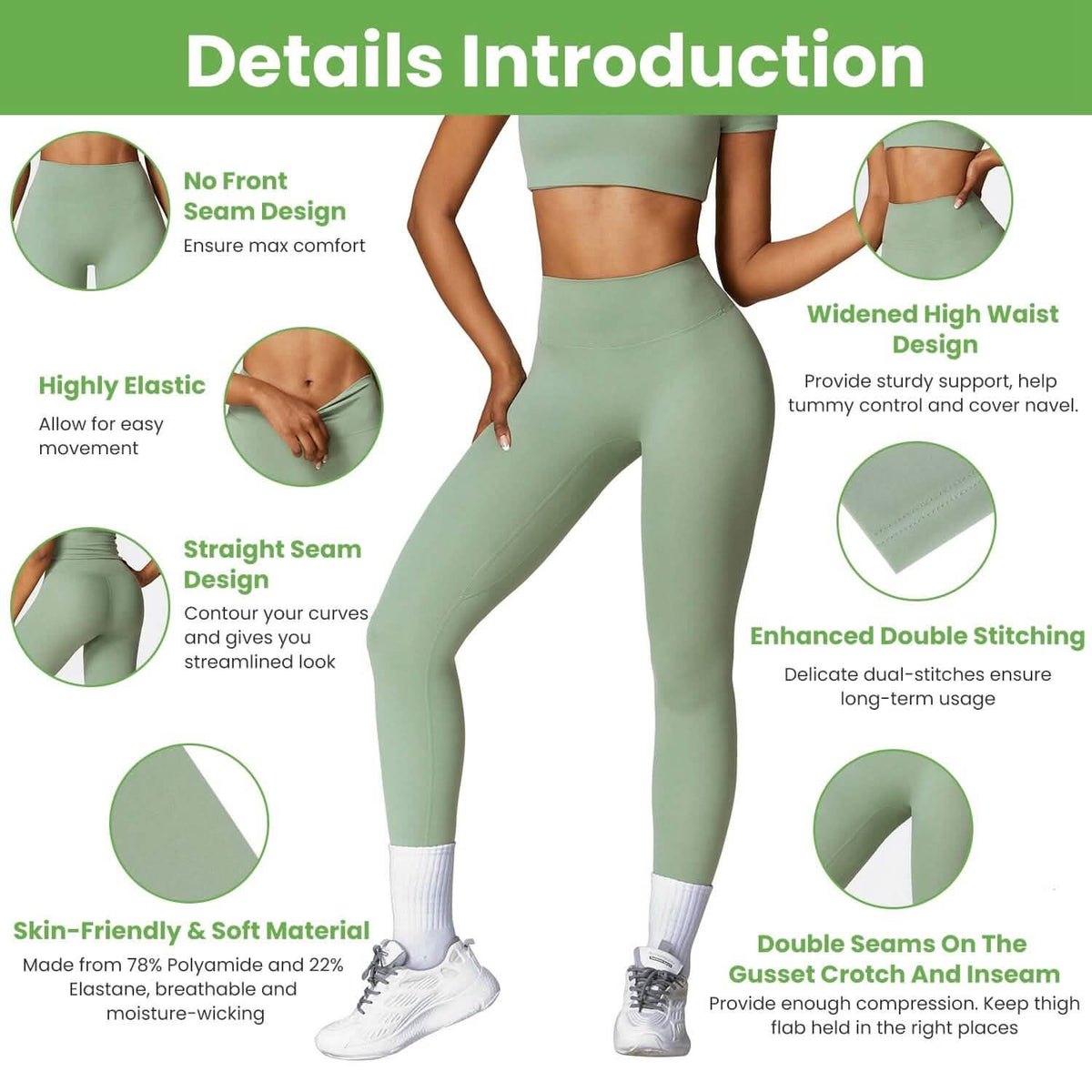 Women's High Waist Workout Leggings Tummy Control Compression with 25" Inseam No Front Seam 11
