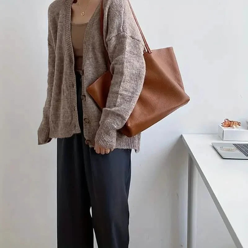 Women's Large Totes PU Leather Shoulder Bag Soft Purse Hobo Handbag Casual Top Handle Bag For Travel Work 9