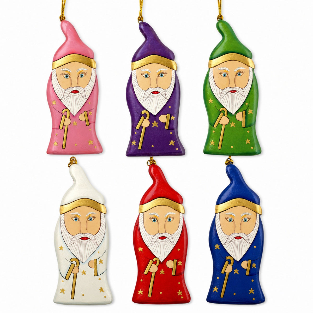 6 Wizards Wooden Christmas Ornaments 1