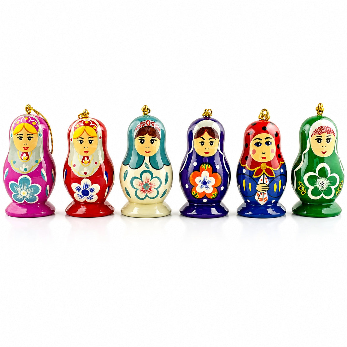 6 Wooden Dolls Christmas Ornaments 1