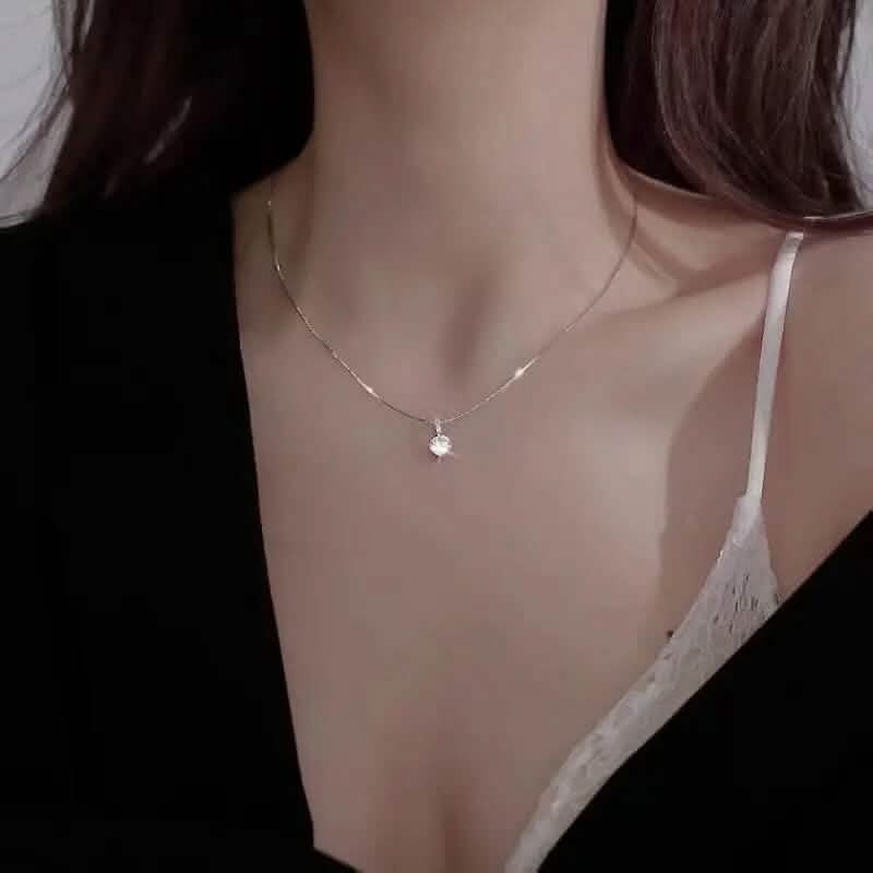 Zirconia Water Drop Pendant Clavicle Chain Necklace 3